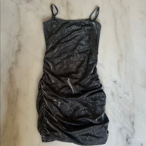 Katie J NYC black sparkle ruched dress size Small